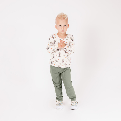 218036 Bavlnené pyžamo Yogi Bear Nicol - dlhý rukáv, lesný vzor