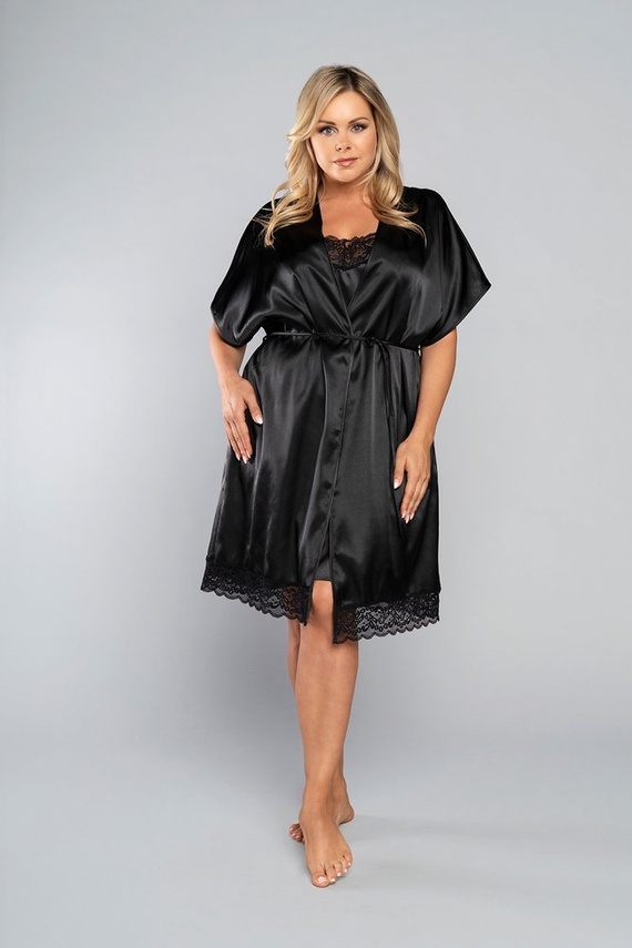 Dotykový župan s krátkym rukávom Italian Fashion - čierny