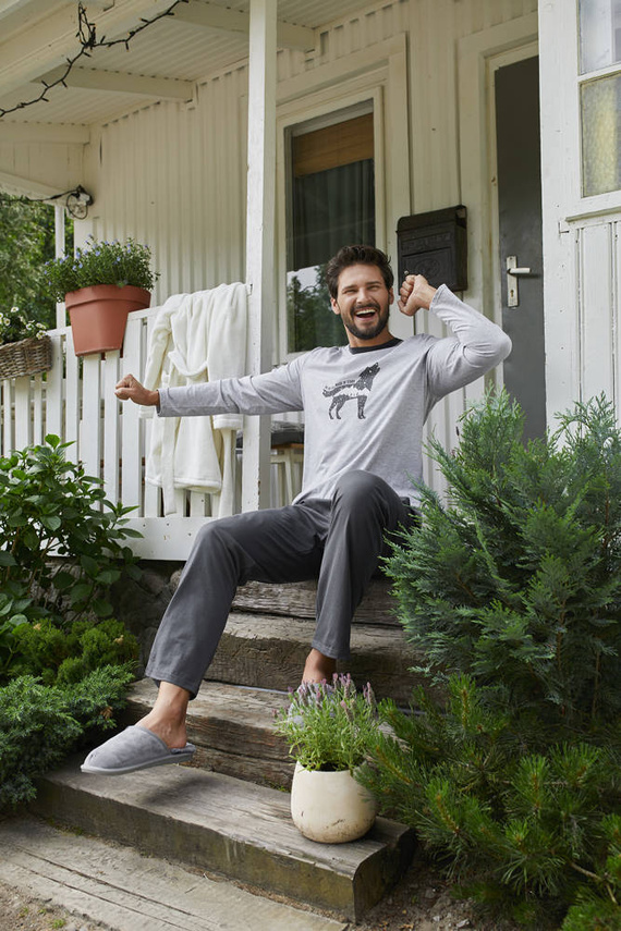 Tikal Pánske dlhé nohavice s dlhým rukávom Italian Fashion - melange/graphite