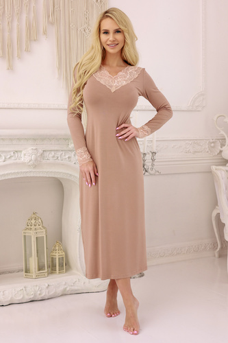 Ceylon Halka Kalimo - dámska nočná košeľa latte, elegantná nočná bielizeň