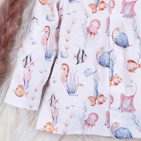 ABN-5482 Detský kaftan Underwater World od Nini - organická bavlna, pohodlné zapínanie na cvočky