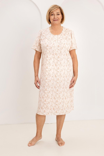 Dámska nočná košeľa 018 Regina apricot - 100% bavlna Premium, gombíky, krčok, pohodlný spánok každú noc