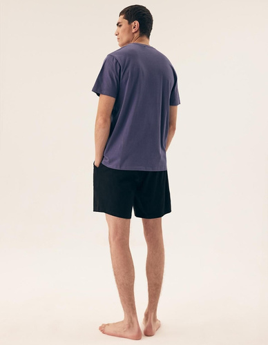 Pánske pyžamo 43032 Mick Henderson modré - bavlnené, s krátkym rukávom, v krabici