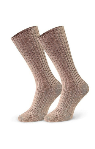Art.185 Ponožky Steven 008 beige - dámske rebrované z jahňacej vlny, zimné