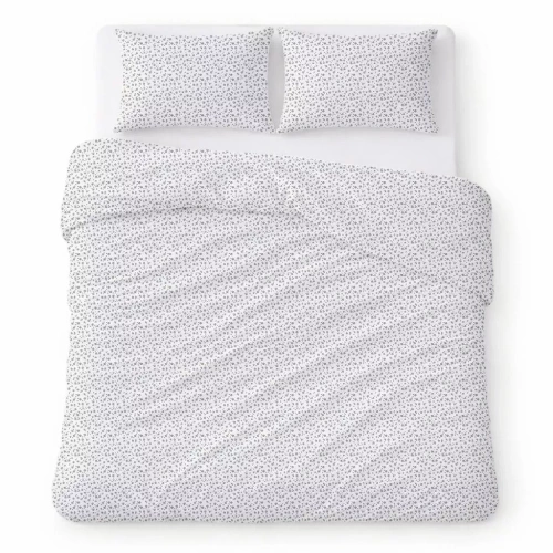 Bavlnené krepové posteľné obliečky komplet priedušné bez žehlenia white with gray flowers