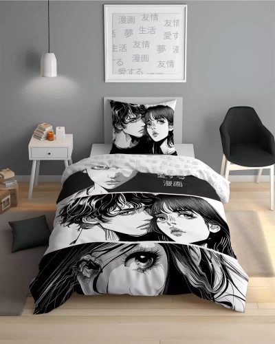 5207 A Fluo 40 Pościel bawełniana świecąca w ciemności Anime Boy Girl Detexpol