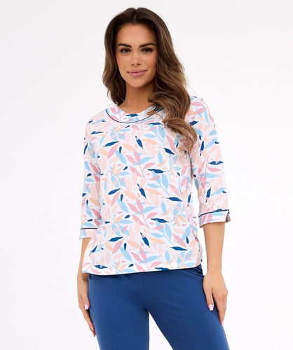 Amelia 732/452 Dámske pyžamo Cornette modré - bavlna, 3/4 rukáv, pohodlie a štýl