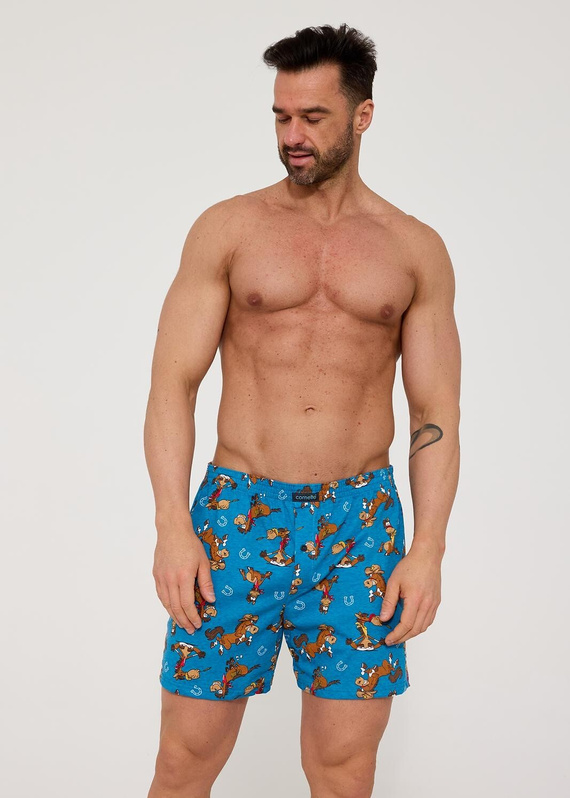 Pánske boxerky Cornette Classic 011/191 Horses – voľné bavlnené boxerky s gombíkom
