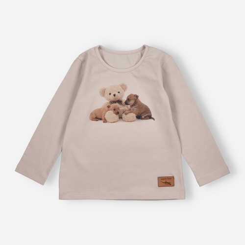 KAR-3005 Dievčenská blúzka s dlhým rukávom Lagarto Verde béžová - štýlová, bavlna, poľská výroba