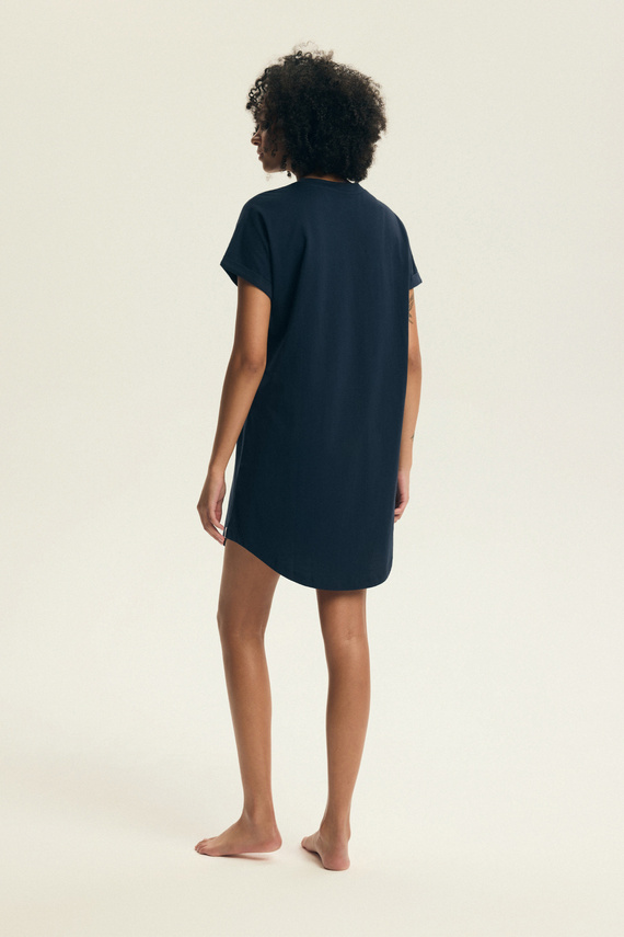 Dámska nočná košeľa 45183 Estes blue , bavlna, krátky rukáv, polokruhový výstrih, voľný strih