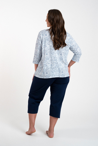 Antonia Dámske pyžamo 3/4 rukávy, 3/4 nohavice Talianska móda - modro-zelená potlač