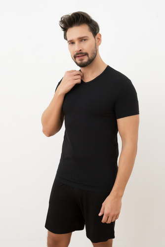 Ikar Pánske tričko s kapucňou pri krku Italian Fashion - čierne