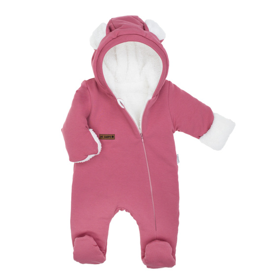 216270 Lala Luna Nicol tepláky - ružová detská kombinéza s ušami, veľkosť 56-68