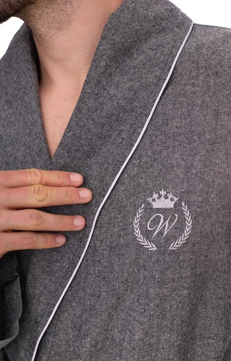 2532 Zeus Pánsky župan L&L sivý - dlhý, bavlna, melanž, klasický