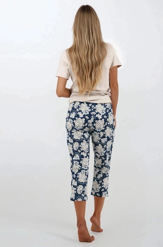 Navy Charm Dámske pyžamo Momenti Per Me - krátky rukáv a 7/8 nohavice, bavlna