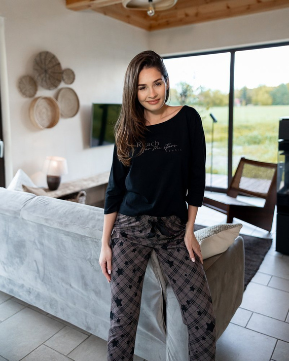 Sensis Reach For The Stars Dámske pyžamo - čierno-hnedé