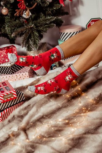 1283.002 Stojaci sob Milena - Dámske vianočné ponožky, červené