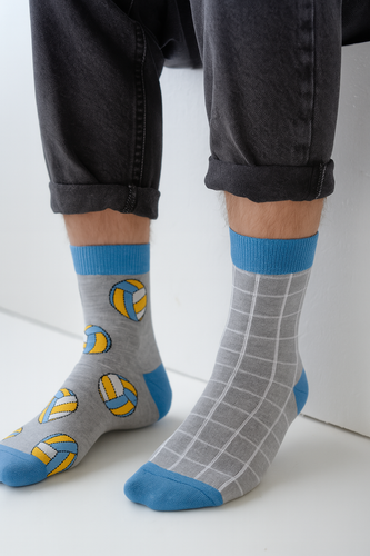 Pánske ponožky Milena 1153-041 - "Volleyball not to be paired" | Farebný dizajn, bavlna, poľská výroba