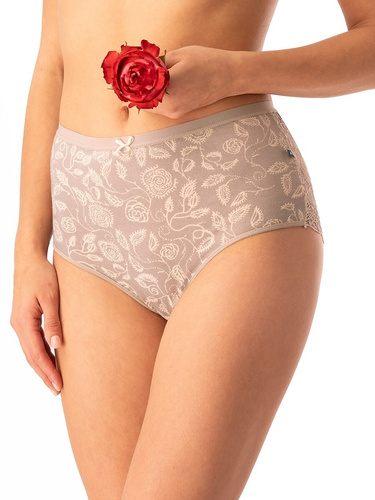 Dámske bavlnené nohavičky Key LPF 590 béžové - 2 ks v krabici, čipka na zadnej strane