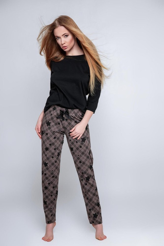 Sensis Reach For The Stars Dámske pyžamo - čierno-hnedé