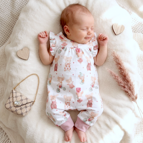 ABN-5537 Nini Happy Animals detské dupačky z organickej bavlny - bezniklové patentky, hypoalergénne, poľská výroba