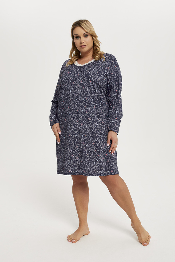 Nočná košeľa Flora s dlhým rukávom Talianska móda - potlač