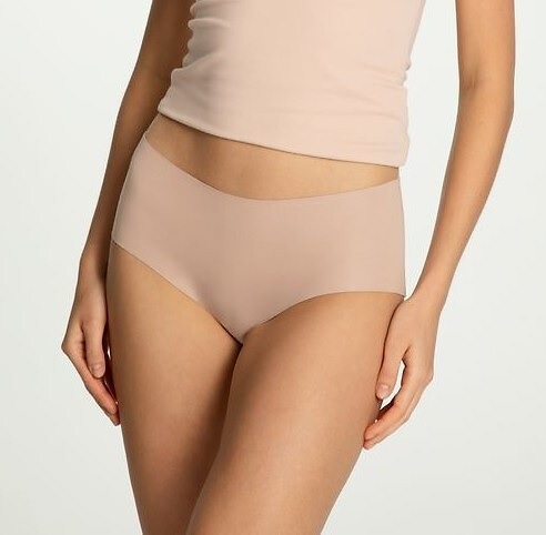 Dámske bavlnené nohavičky Julimex Cotton Mood Maxi béžové - bezšvové, hladké, s vysokým pásom