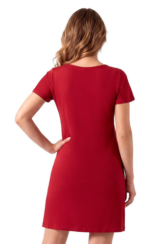 Nočná košeľa Damaris Donna viskózová čipkovaná elegantná s výstrihom do V burgundská