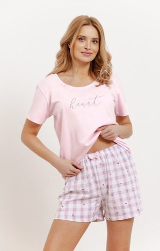 3416 Arabella Dámske pyžamo Taro pink, bavlna, krátke rukávy a šortky