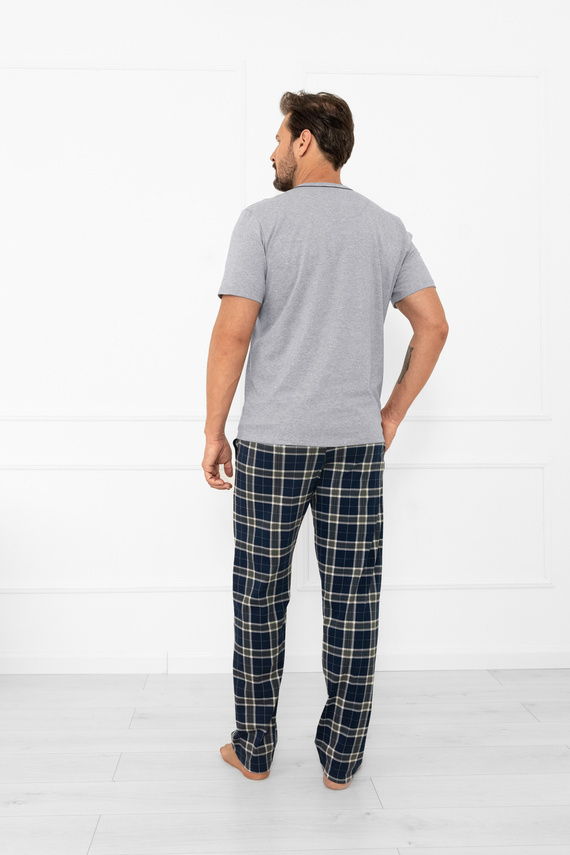 Pánske pyžamo Andreas - krátky rukáv, dlhé nohavice, bavlna Italian Fashion - melange/print