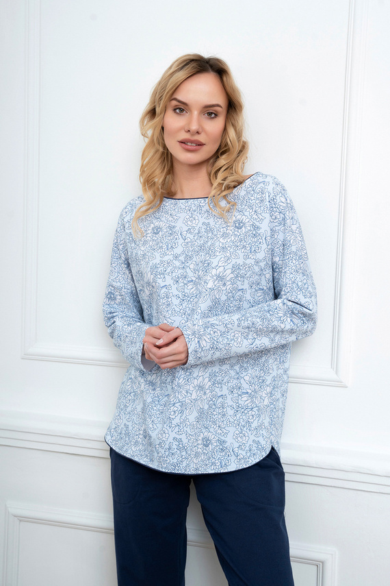 Gracjela Dámske pyžamo s dlhým rukávom a dlhými nohavicami Italian Fashion - modrá/zelená potlač