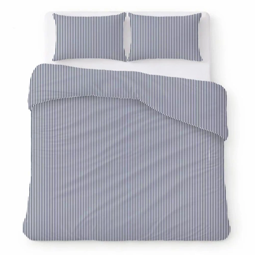 Bavlnené krepové posteľné obliečky komplet priedušné bez žehlenia white with blue stripes