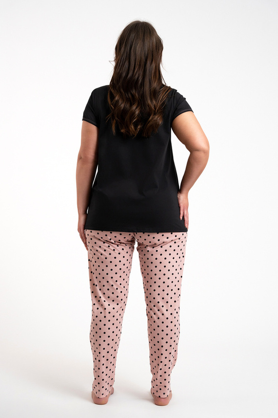 Buscato Dámske pyžamo s krátkym rukávom, dlhé nohavice Talianska móda čierna/potlač