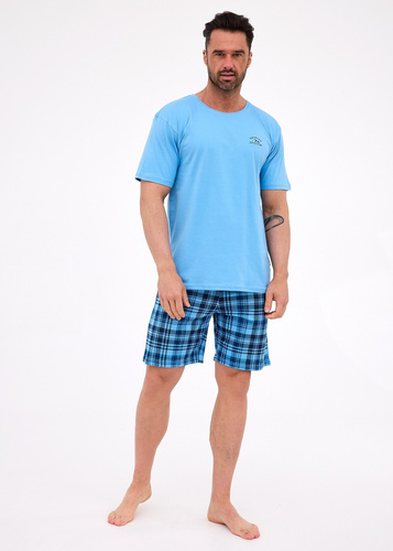 Cornette pánske pyžamo 326/311 Ready 2 modré - bavlnené, s krátkym rukávom, pohodlné a štýlové