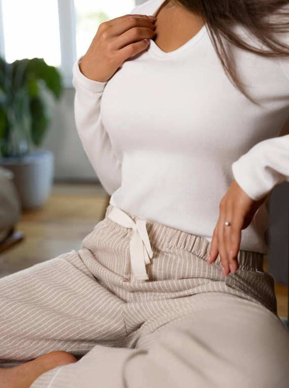 Dinah Dámske pyžamo Sensis Flanel - krémovo-béžové