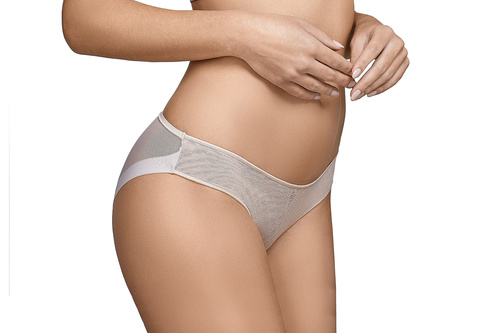 Dámske nohavičky Katia Selene - béžové, bez švov, s tylom a geometrickým vzorom