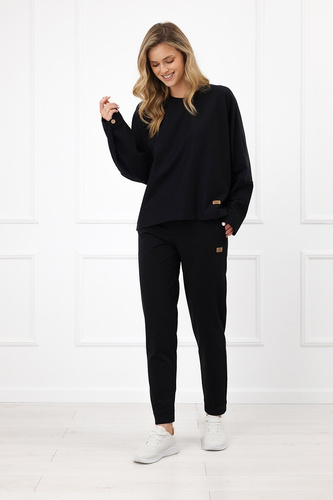 Dámska mikina Italian Fashion Manta oversize s dlhým rukávom a gombíkmi basic - čierna