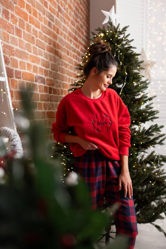 Dámske pyžamo Cordelia Sensis - tmavomodro-červené