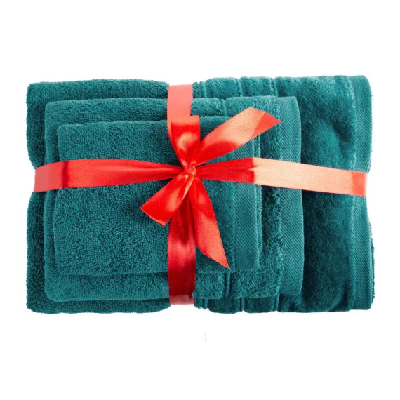 Sada uterákov Eurofirany 3 ks mäkké a savé prémiové uteráky Sibel dark turquoise
