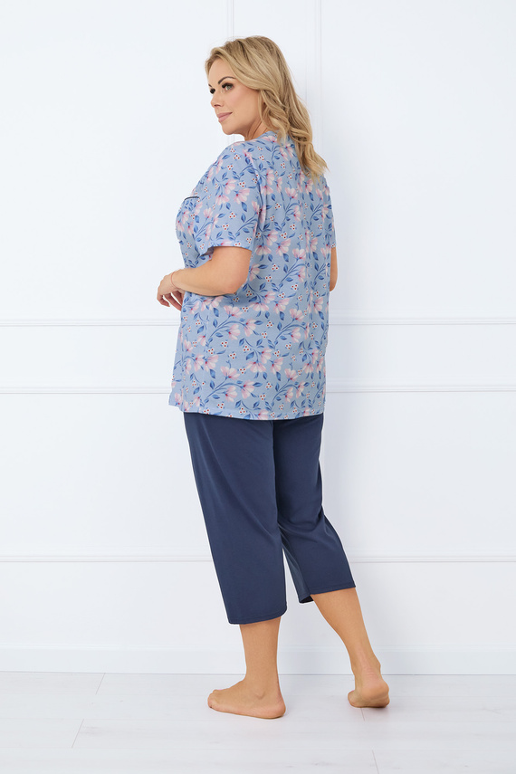 Facelia Dámske pyžamo s krátkym rukávom, 3/4 nohavice Talianska móda - potlač/zelená