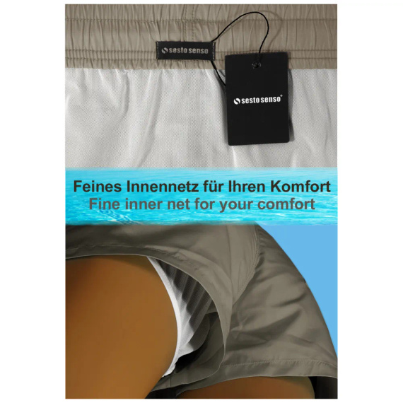 Sesto Senso pánske plavkové šortky rýchloschnúce plážové s vreckami khaki