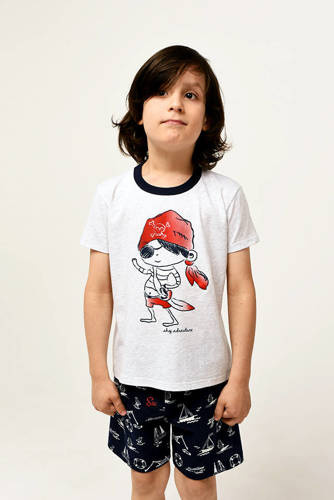 Kastos Chlapčenské pyžamo s krátkym rukávom, nohavice Italian Fashion - light melange