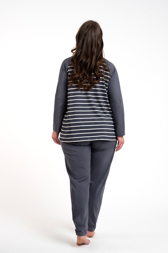 Oda Dámske pyžamo s dlhým rukávom a dlhými nohavicami Italian Fashion - grafitová/grafitová potlač