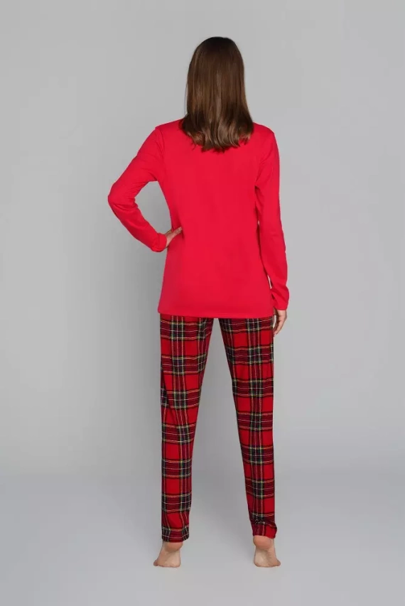 Zorza dámske pyžamo s dlhým rukávom, nohavice Talianska móda - červená/potlač