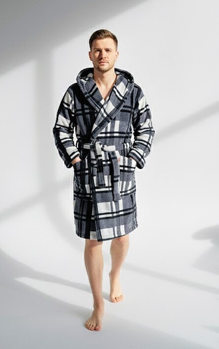 034 Pánsky župan s kapucňou De Lafense - teplý, mäkký a pohodlný | Ideálny na doma a do kúpeľov