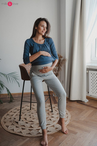 Spodnie dresowe ciążowe Milk&Love jasny szary melanż
