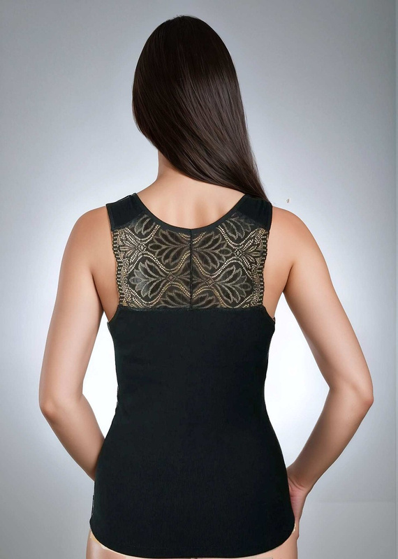 Dámsky top Ovena Eldar z viskózy s rebrovaním a čipkovým V výstrihom