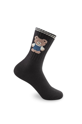 Be Snazzy SK-136 Dámske ponožky Medvedíky čierne zimné mäkké bez tlaku
