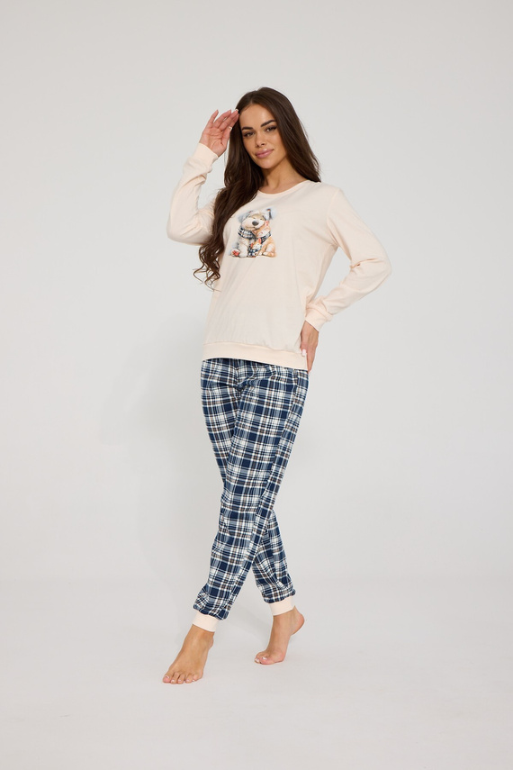 Dámska pyžamo Cornette Home Friends 671/478 ecru – 100 % bavlna, rodinné
