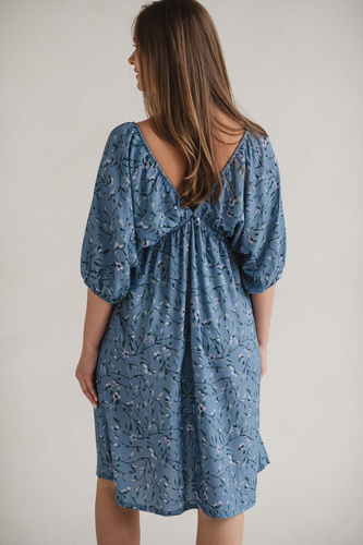 Milk Sun Šaty na tehotenstvo a dojčenie Milk&Love modré kvetinové šaty
